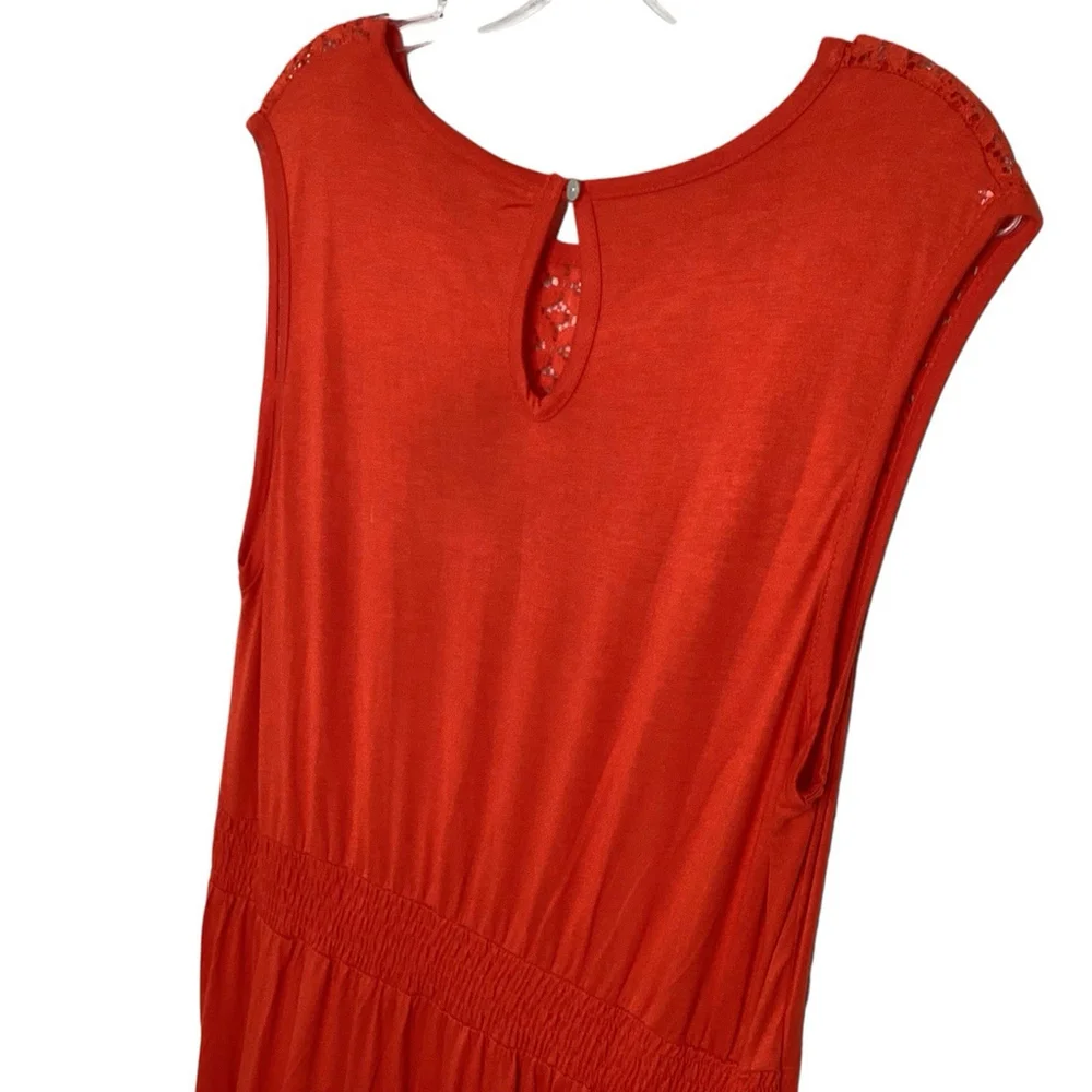 Anthology Maxi‎ Dress Sz 14 Orange Prairie Boho Festival Lace Stretchy New